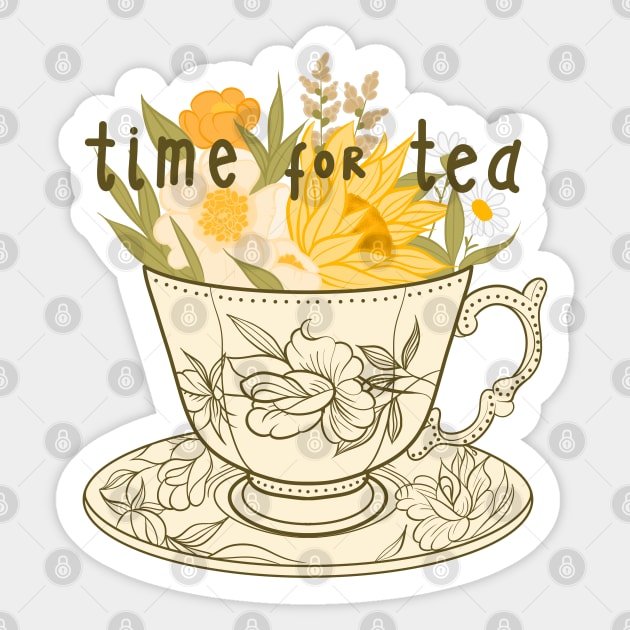 TIME FOR TEA Sticker by MAYRAREINART